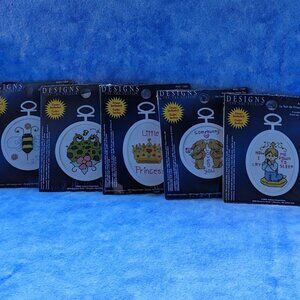 5 counted cross-stitch kits with frames